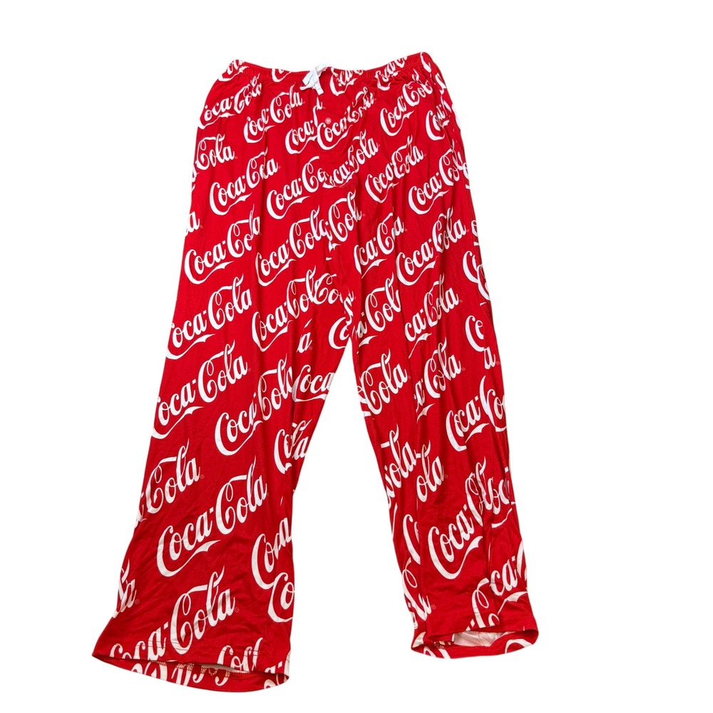 Coca Cola Unisex L Red/White Text Logo Comfy Pajama Pants